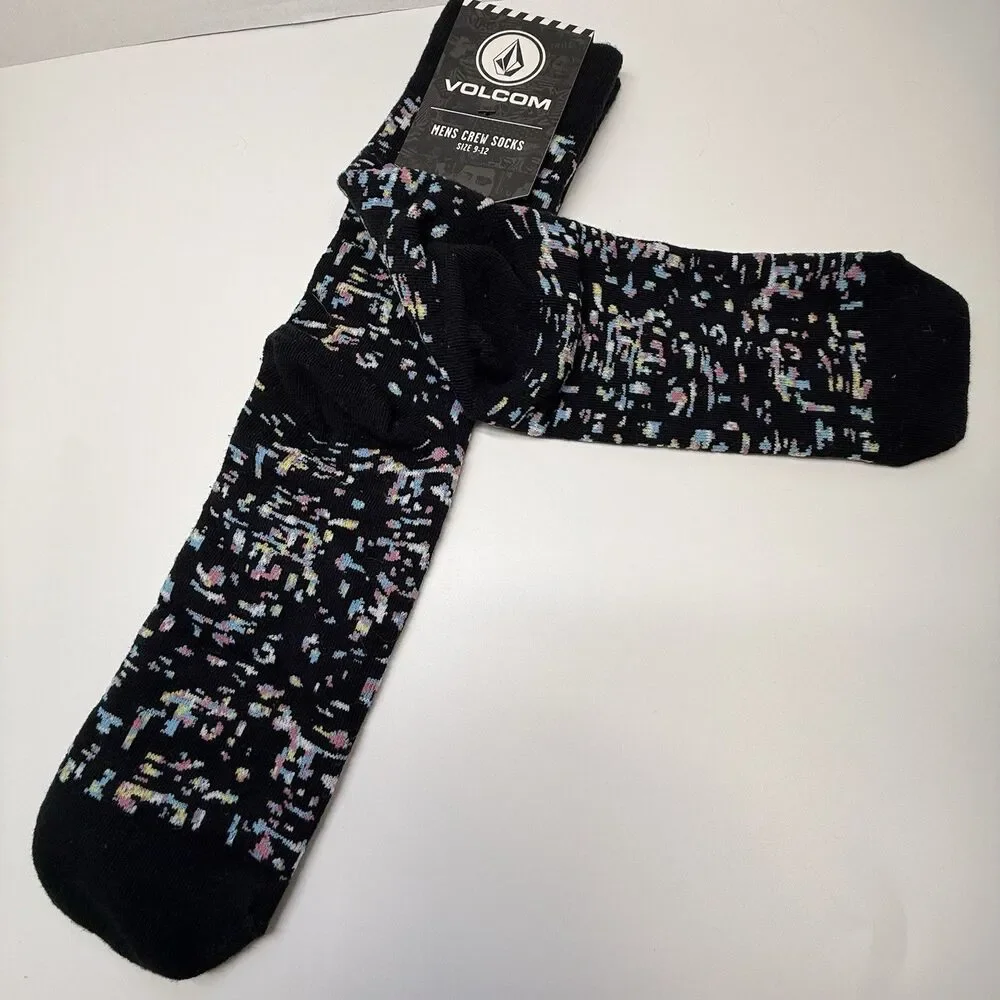VOLCOM Men’s Crew Socks Mixed Color Print As 9-12 New